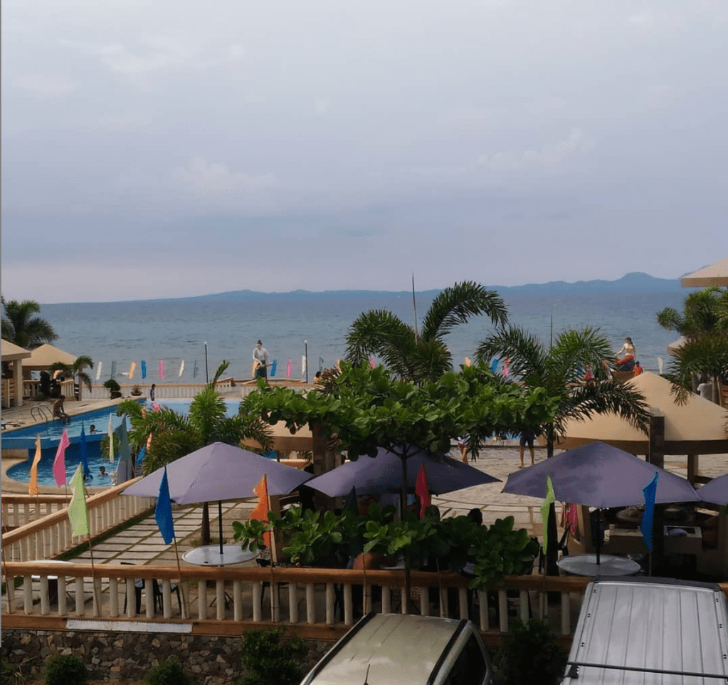 View of the resort’s pool area from our 2nd floor terrace.