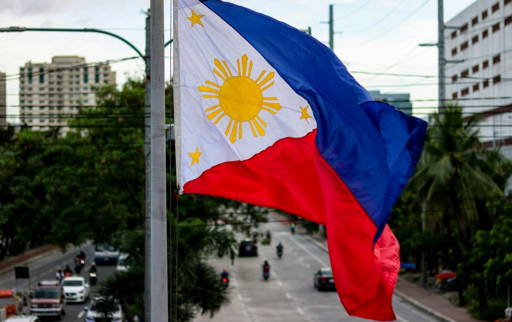 Philippine Flag Along a City Road